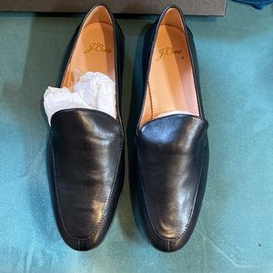 NIB J Crew black leather “smoking slipper” flats 9